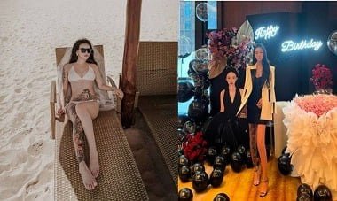 A linda garota foi para a festa de aniversário