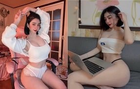 Nguyen meu balançou na cama com uma grande coxa